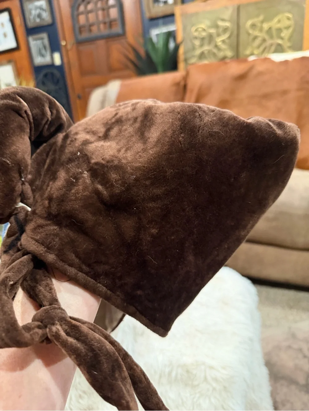 ET. Brown Plush Novelty Accent Pillow with Blue Eye